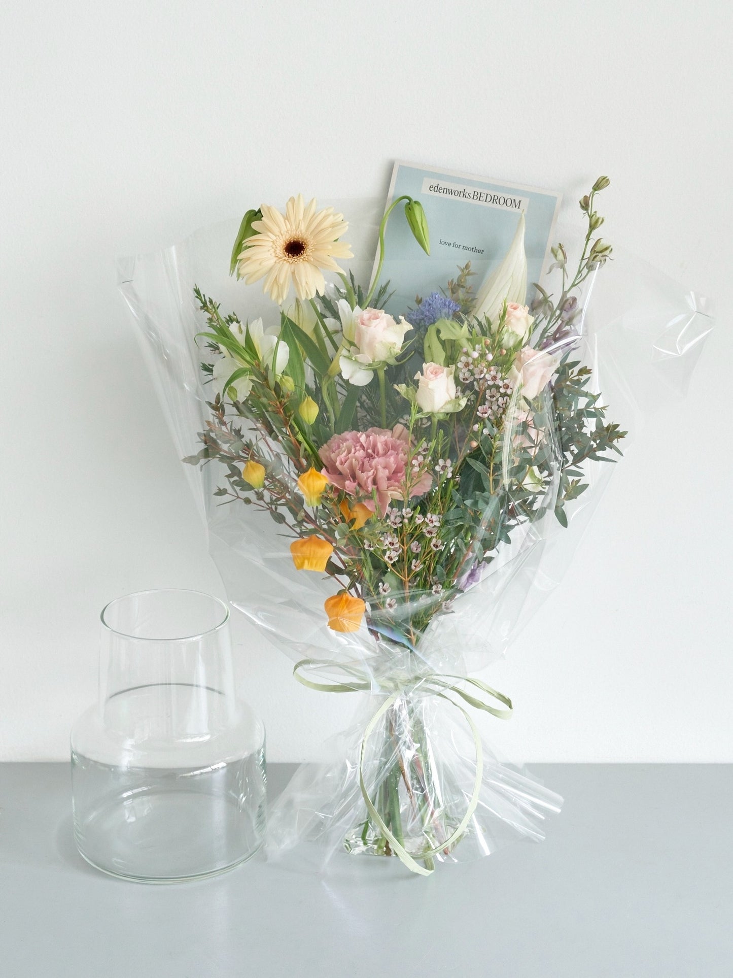 【mother's day】花束Mと花瓶のセット【5/10(日)着指定】