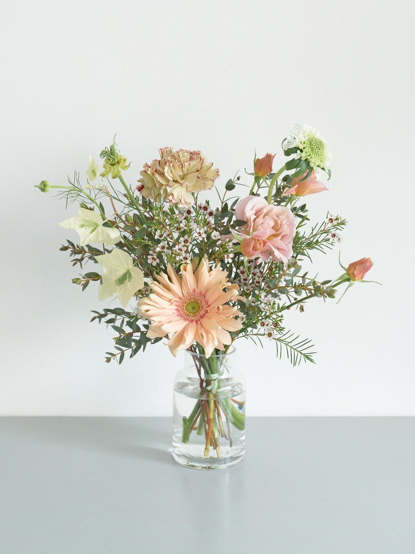 【mother's day】花束Sと花瓶(クリア)のセット【5/8(金)着指定】