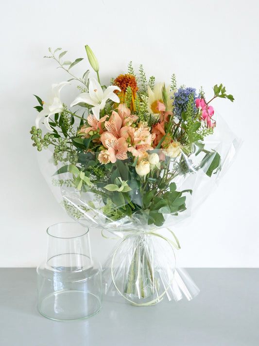 Fresh flower delivery花束Mと花瓶のセット "summer ver."
