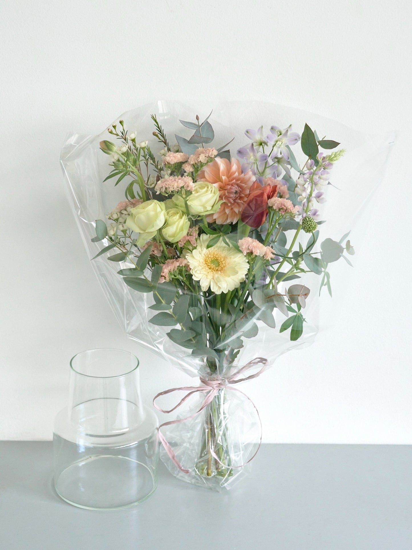 Fresh flower delivery花束Mと花瓶のセット "spring ver."