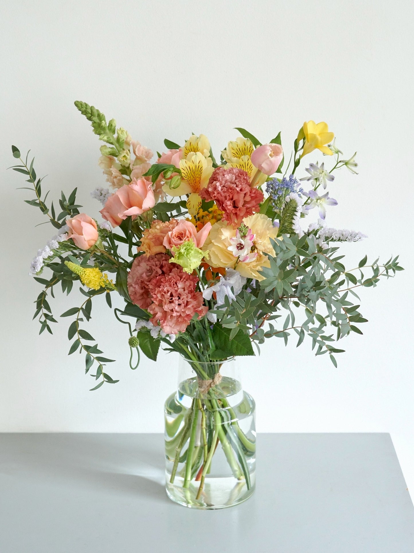 Fresh flower delivery bouquet L and vase set " spring ver."
