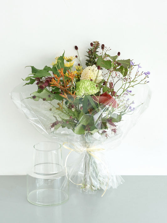 Fresh flower delivery花束Mと花瓶のセット "autumn ver."